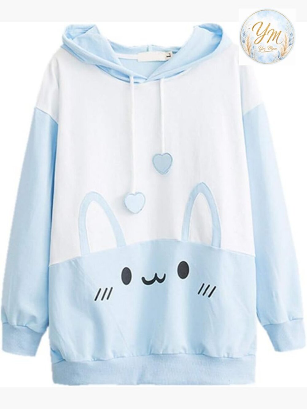 Kawaii Bunny Print Loose Casual Pullover Hoodie